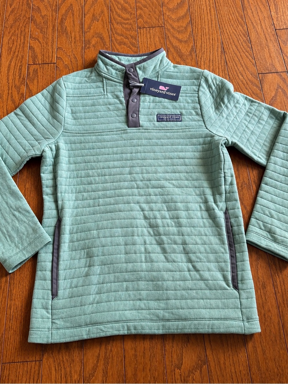 Vineyard Vines Boys Quilted Pullover Jacket - Seafoam Green